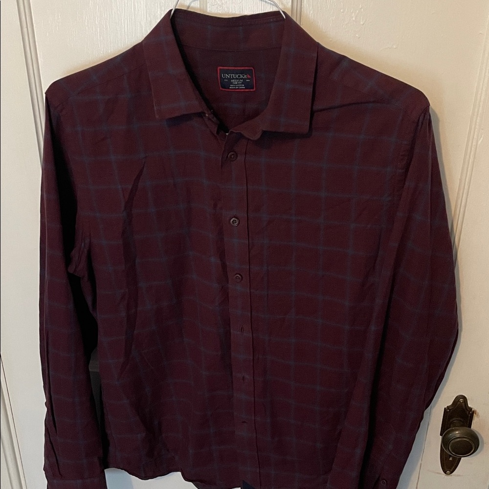 UNTUCKit Burgundy Slim Fit Plaid Shirt